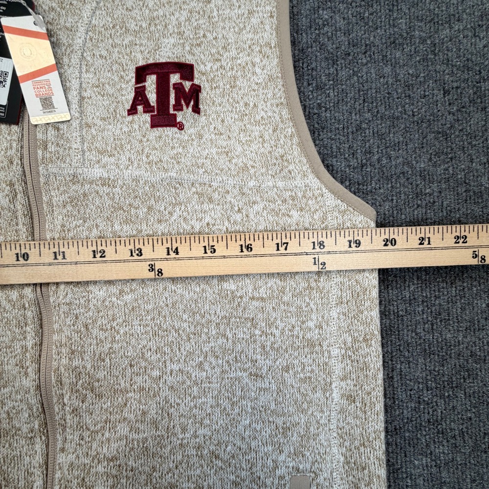 Texas A&M Aggies Vest Mens Medium Antigua Oatmeal Fortune Full Zip Licensed NEW - Picture 6 of 10